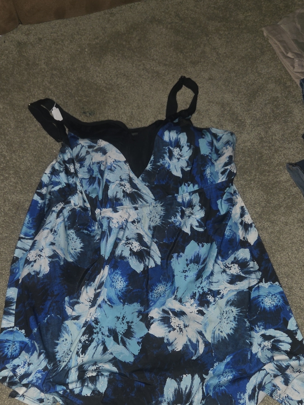 Avenue Blue and Black Floral Swim Top